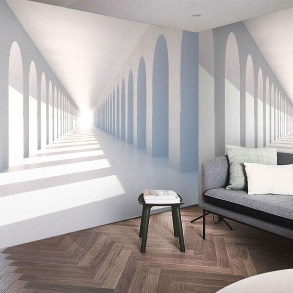 

wallpapers 3d nordic geometric space extension wallpaper roman arch tunnel corridor decoration living room bedroom office mural waterproof