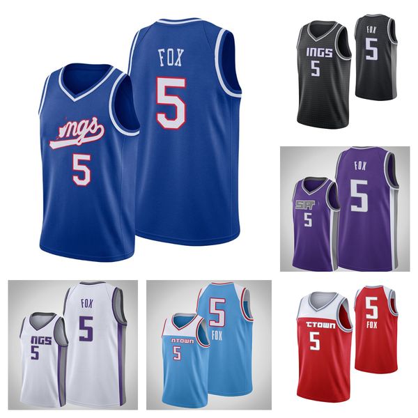 

2021-2022 stitched basketball jersey 5 de aaron fox, Black;red