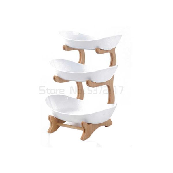 

dishes & plates 2/3 tiers plastic fruit with wood holder oval serving bowls for party server display stand candy shelves