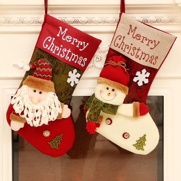 

christmas decorations 1pc gift bag santa claus stocking candy xmas snowman socks gifts for home decoration year