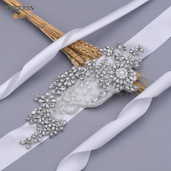 

wedding sashes ueen s27 silver bridal belt with rhinestones beaded dress bridesmaids belts jeweled luxury designer, White