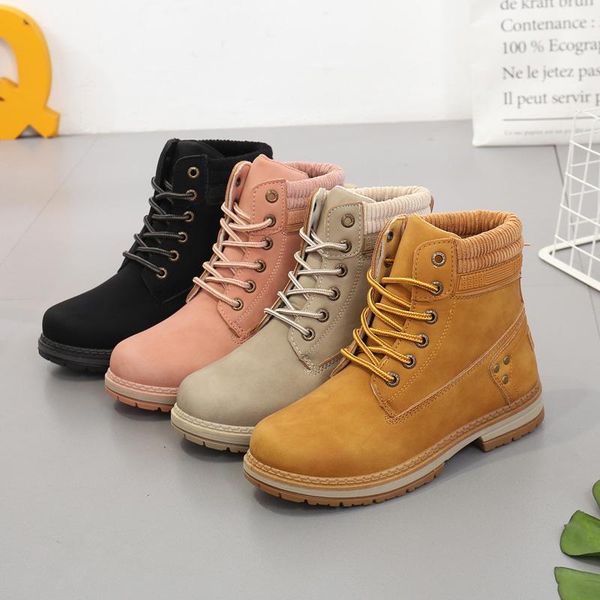 

boots swqzvt women fashion spring and autumn flat bottom size ankle casual lace up pu leather, Black