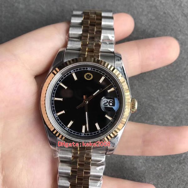 

ew men watches 126333 41mm yellow gold & steel 904l two tones black dial sapphire jubilee bracelet eta 3235 movement automatic mechanical me, Slivery;brown