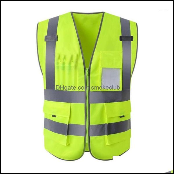 Indossare abbigliamento sportivo Sport all'aria aperta T-shirt da esterno Gilet di sicurezza riflettente ad alta visibilità Gilet con tasche Mti Stampa di seta Sn