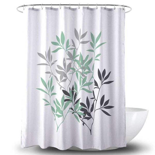 

shower curtains 3d green leaf plant-printed curtain fresh waterproof polyester bathroom decorative multi-size