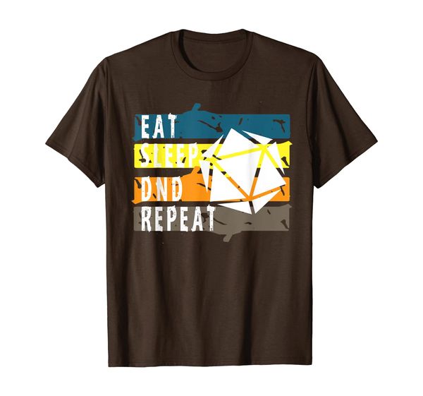 

eat sleep dnd repeat dice rpg nerd roleplaying game fun gift t-shirt, White;black