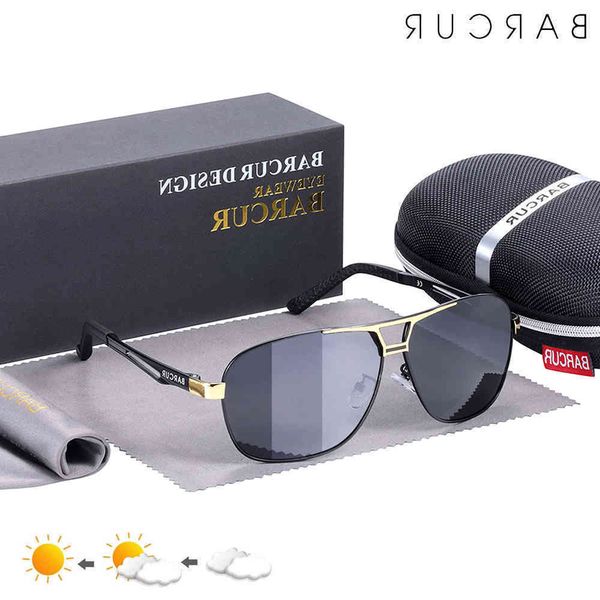 

barcur pilot pchromic sunglasses metal frame men polarized sun glasses glass eyewear trend styles uv400 protection glasses wholesale, White;black