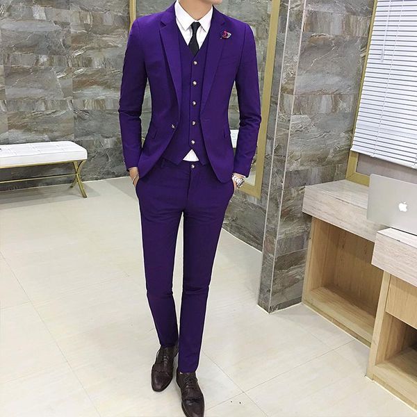 

men's suits & blazers nice spring casual three-piece /korean style slim white mens wedding for men dress clothing, White;black