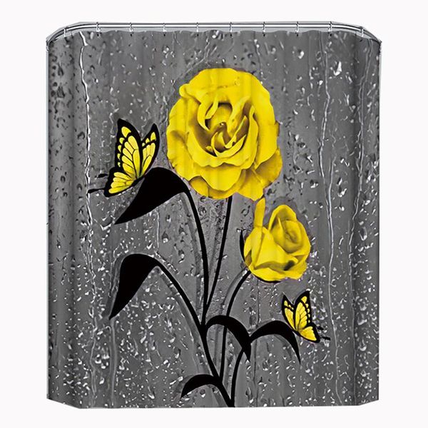 

shower curtains yellow flower bathroom curtain waterproof polyester fabric carpet