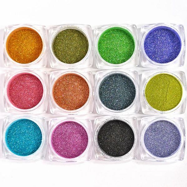 

nail glitter 12colors/set iridescent fine powder holo dust rainbow laser holographic manicure supplier #ft&170, Silver;gold