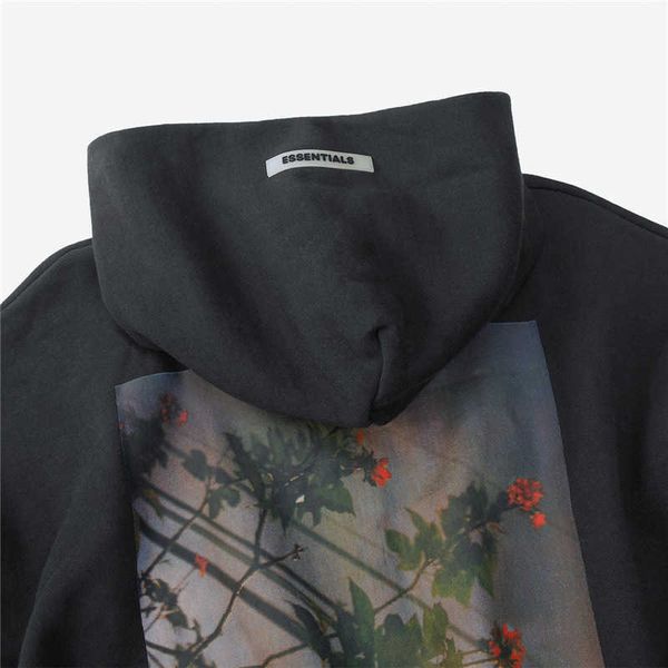 

flower of god flower high street fog double line men's and women's loose hoodiefyih, Black