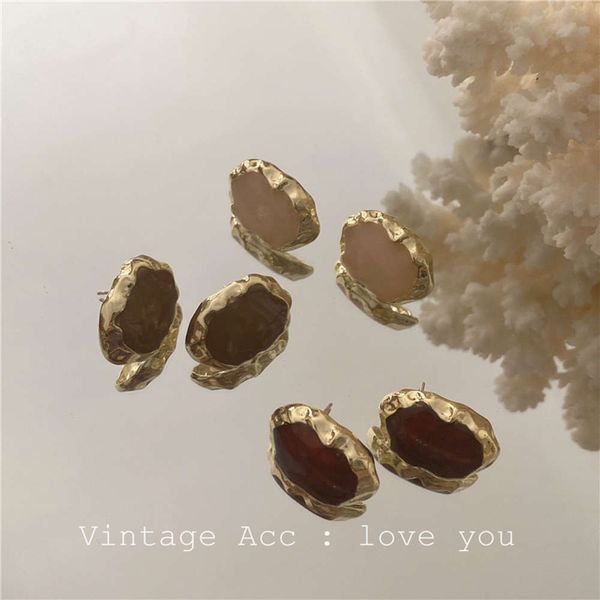 

korean geometric resin metal cold wind commuter color transparent earrings female, Black