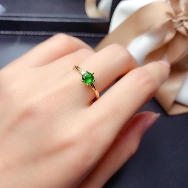 

cluster rings shilovem 925 sterling silver natural diopside fine jewelry plant women trendy wedding bands open 5mm mj050588agt, Golden;silver