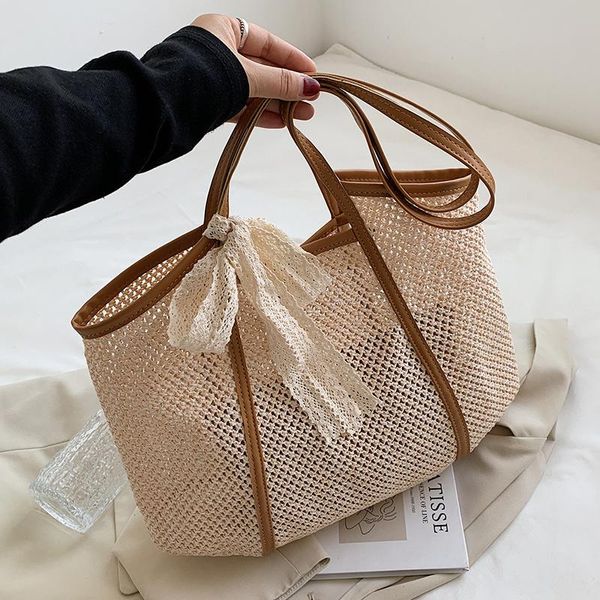 

evening bags high capacity hand-woven women's big shoulder handbag bohemian 2021 summer straw beach tote bag travel shopper weaving