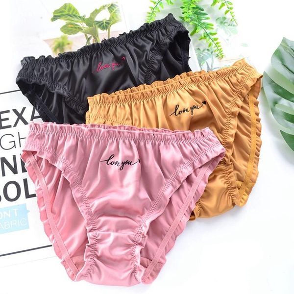 

women's panties -xl 3colors novelty real po cute lolita kawaii underwear silk nice satin embroidered short, Black;pink