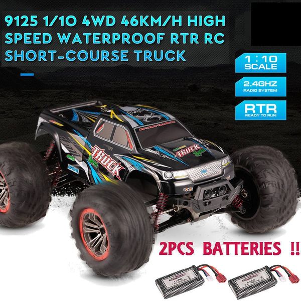 

xinlehong 9125 rtr with two battery 1/10 2.4g 4wd 46km/h bigfoot remote control rc car vehicles short course truck model