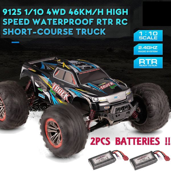 

XinleHong 9125 RTR with Two Battery 1/10 2.4G 4WD 46km/h Bigfoot Remote Control RC Car Vehicles Short Course Truck Model