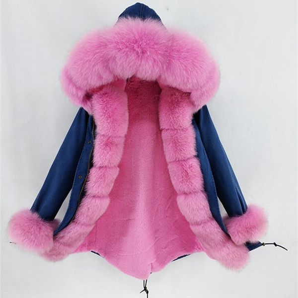 

women's trench coats rex rabbit fur lining real coat women's outwear detachable winter jacket large fox collar hooded parkas z516, Tan;black