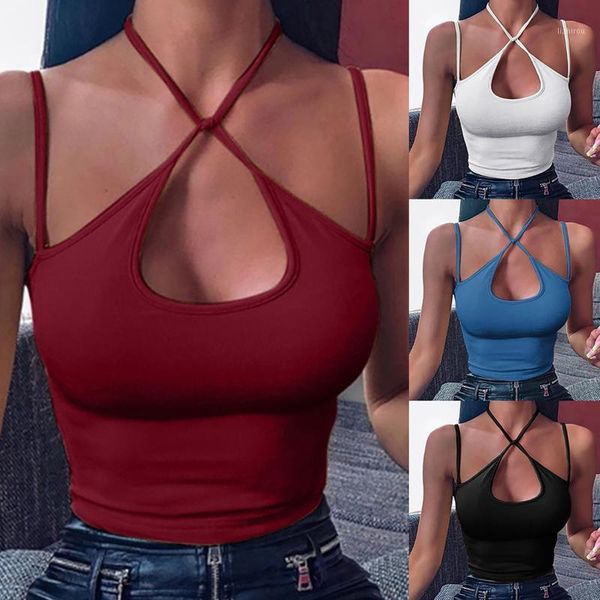 

camisoles & tanks crop fashion sleepwear lingerie temptation sleeveless overlap cross sling bikini set ropa mujer, Black;white