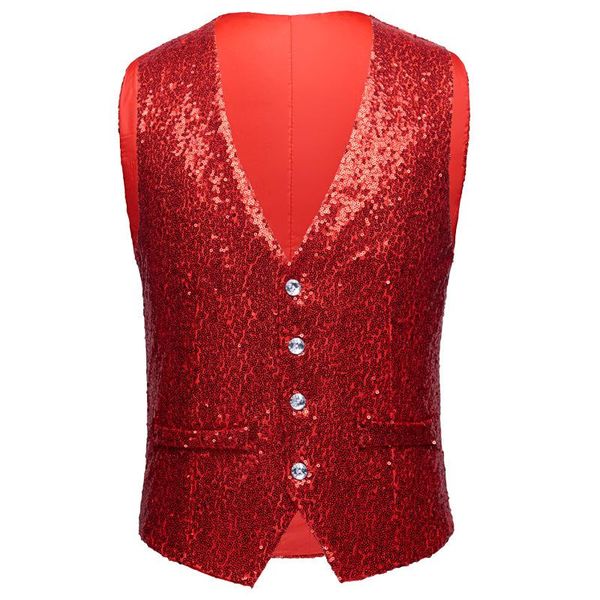 

men's vests mens shiny sequined waistcoat men gold silver red blue black full sequins wedding groom vest gilet homme dj bar singers cos, Black;white