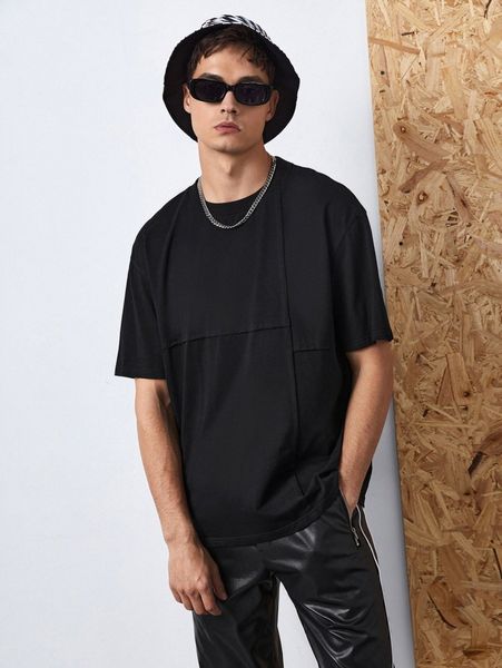 

men solid round neck tee s8my#, White;black