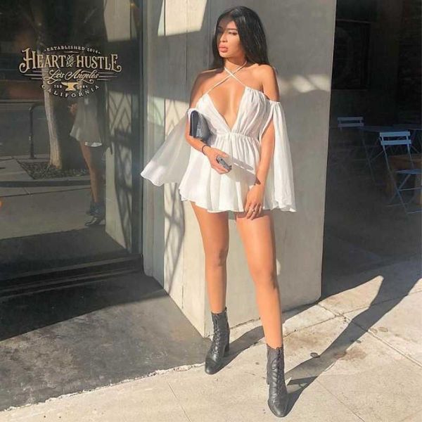 

solid white open-sleeved one-shoulder strap tube casual wear high waist fashion women's summer party half dress skirts, Black