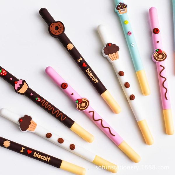 

gel pens 40 pcs/lot chocolate biscuit pen yummy cake donut 0.5mm roller black color ink signature stationery school supplies