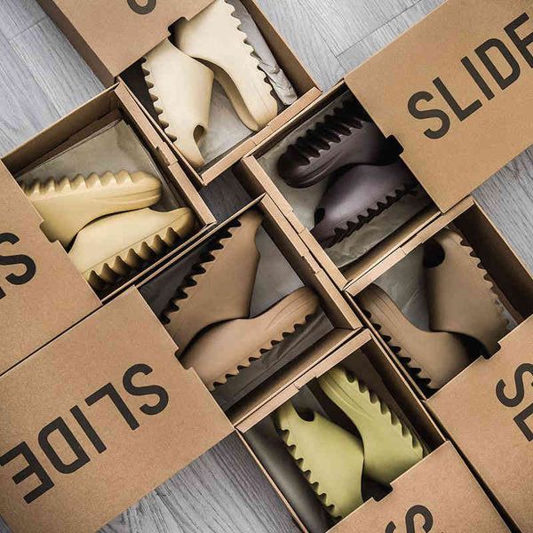 

box comfortable with 2021 fashion slides slippers desert sand summer brown flat men women beach resin slide sandal mens slipper si yw, Black