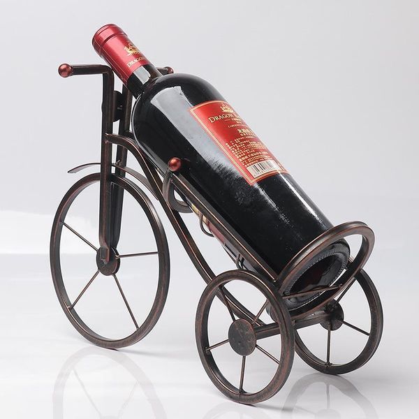 

tablewine racks retro metal tricycle rack crafts gold leaf bottle holder living room cabinet decorative display storage gift