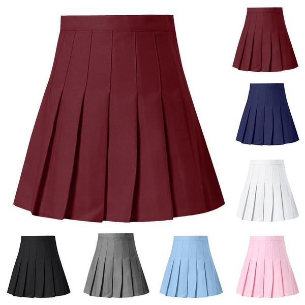 

a line fashion casual women skirts novelty teen girls high waist pleated mini skirt slim tennis, Black