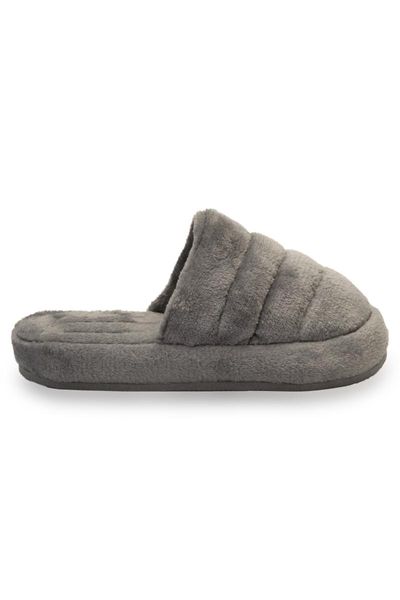 

women's gray plush home slipper slippers, Black