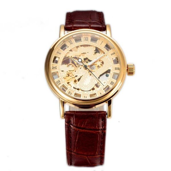 

swarch hollow dragon leisure fashion manual mechanical watch, Slivery;brown