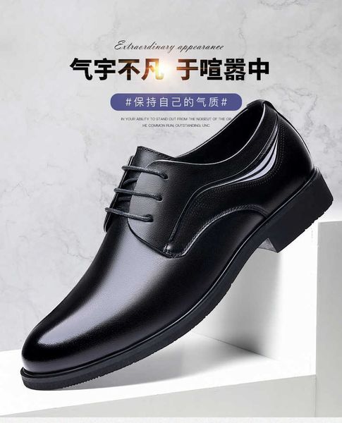 

han pai 2021 men's leather sho pointed lace up formal british youth busins