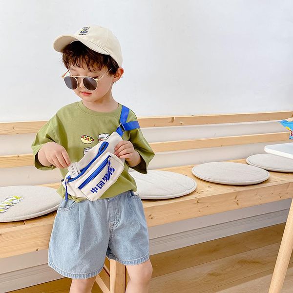 

purse children's bag girl cute cross-body 2021 summer casual boy canvas pneumothorax fanny pack, White