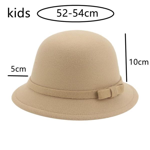 

caps & hats kids hat fedoras girls child autumn winter solid dome round bowknot elegant cute red black chapeau femme, Yellow