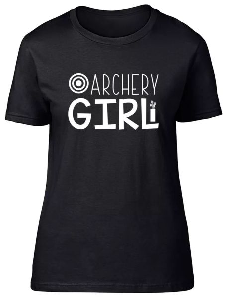 

archery girl fitted womens ladies t shirt, White;black