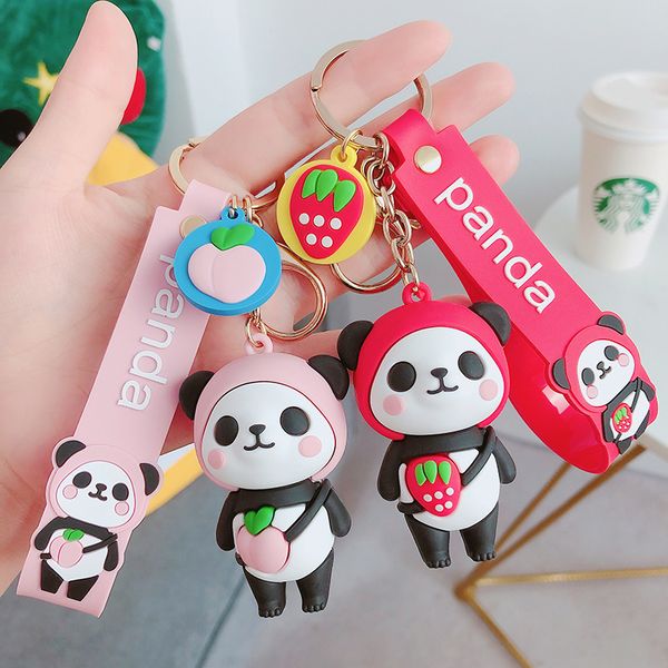 

keyring keychain pendant panda doll cute schoolbag key chain pendant lovers car ring mewgulf, Silver