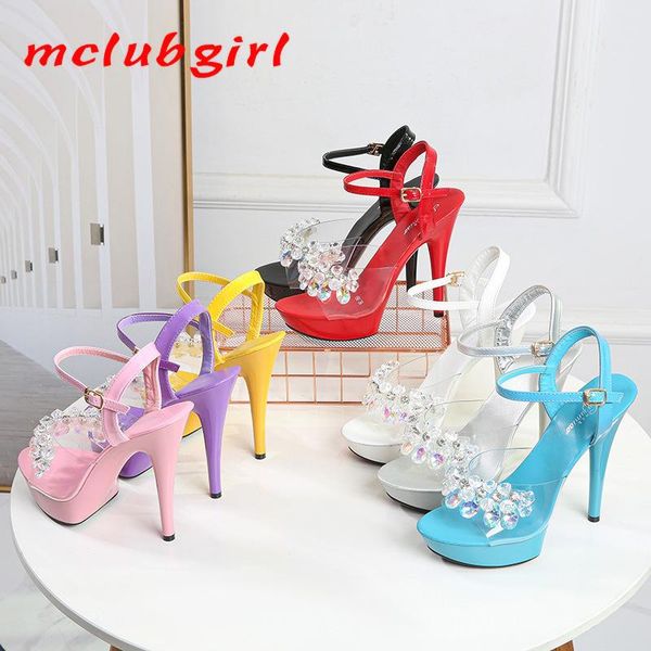 

mclubgirl pure color fashion classic shallow string beads rhinestone hasp high heel slim sandals women lfd, Black