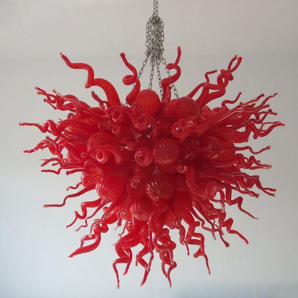 Lâmpadas pendentes de alta qualidade Candelador moderno Red Color Glass Iluminação LED Hand Blow para decoração da sala de estar