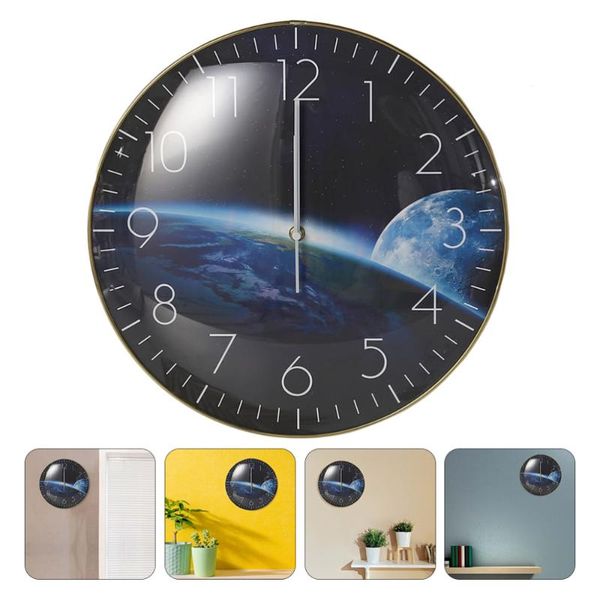 

wall clocks hanging clock earth pattern glass panel decorative without battery