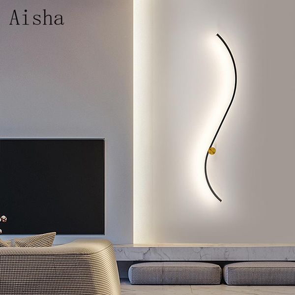 

wall lamps modern creative line lamp personality curved decoration led sconces bedroom background interior el