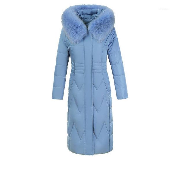 

women's down & parkas elegant women ladies winter coat mid long parka puffer jacket with real fur collar hooded outwear large size1, Black