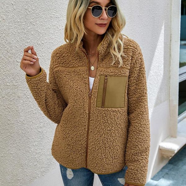 

fashion plush women coat casaco feminino casual basic jacket chaqueta mujer jackets woman clothes harajuku veste femme women's, Black;brown