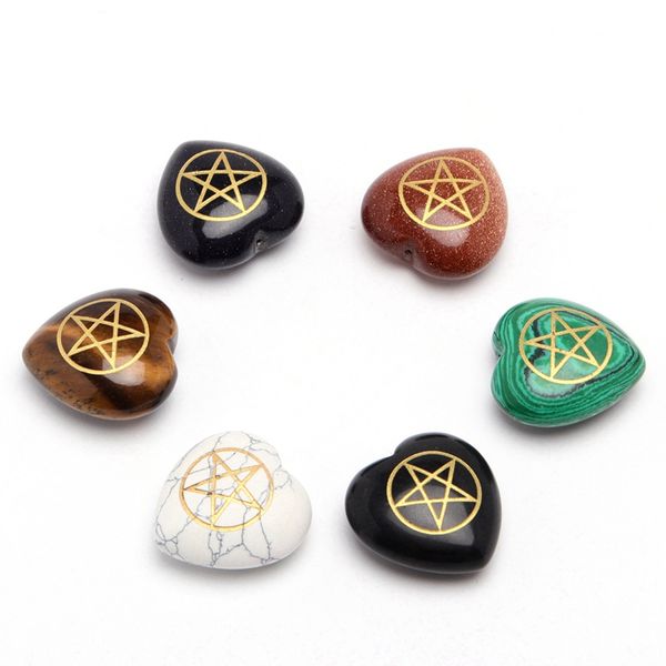 Pedras preciosas naturais soltas 30mm em forma de 30mm ornamento pequeno gravado grego mitologia pentáculo goddess kore símbolo jóias reiki rune cura cristal decorar