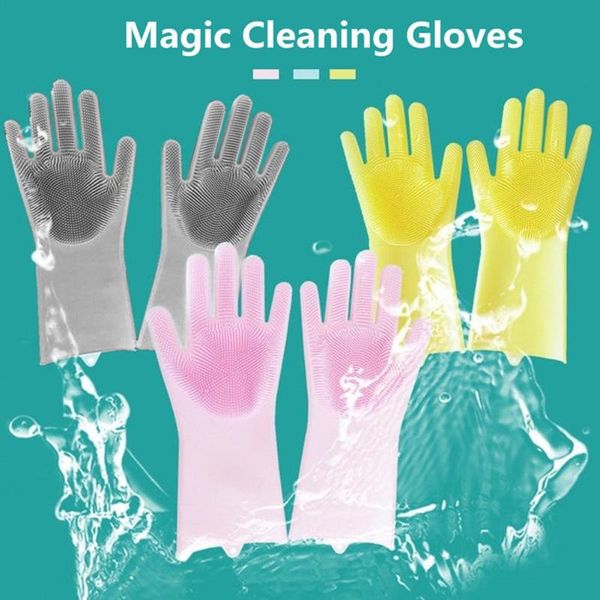 

disposable gloves 1pcs silicone glove hand-worn dishwashing brush magic protect hands against high temperature cleaning tool household