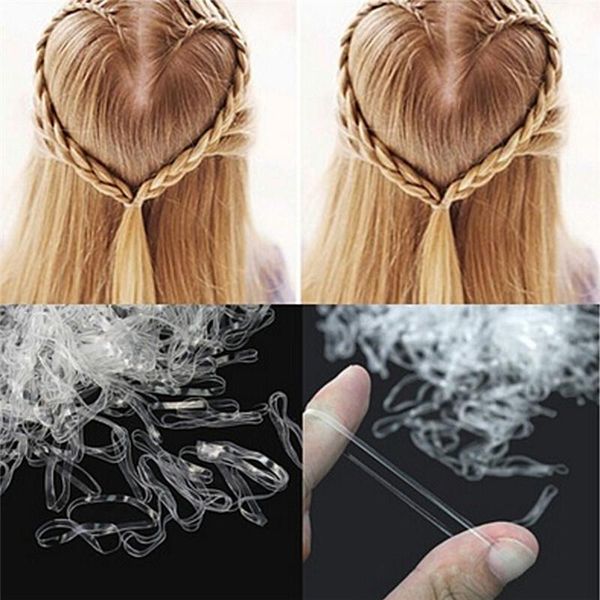 

hair accessories 200/500pcs mini braid plaits elastic tie band ponytail holder rubber clear girl, Slivery;white