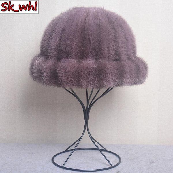 

beanie/skull caps 2021 luxury ladies winter outdoor warmth real hat landlord streetwear hip hop brimless cap, Blue;gray