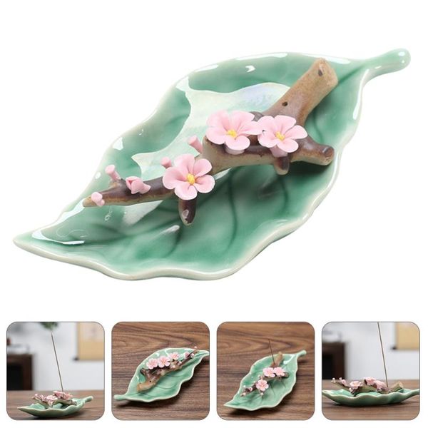 

1pc leaf shape incense burner stick holder creative deskornament fragrance lamps