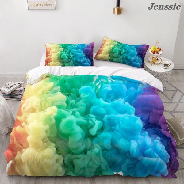 

bedding sets colorful smoke duvet cover 2/3 pieces microfiber set 3d sky cloud airplane printing eu/au/us size bedclothes
