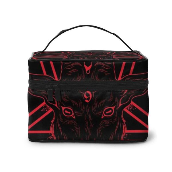 

women makeup bag cosmetic bags baphomet goat head print ladies beauty case cosmetics organizer toiletry & cases